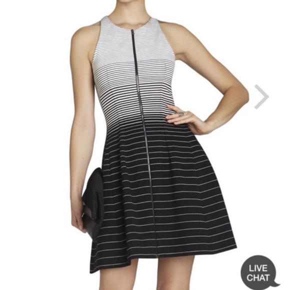 Bcbgmaxazria Black & White Stripe Zip Front Fit & Flare Sundress - Picture 8 of 8